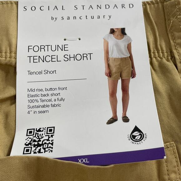 NWT Social Standard Sanctuary Anthro Shorts Hiking Camp Camel Size XXL - Picture 4 of 10